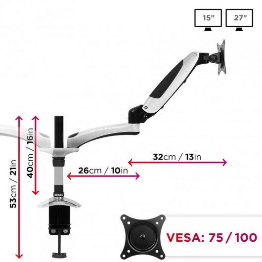 Duronic DM652 Soporte de Mesa 2 Monitores 15"-27" VESA 100x100 Máx 8kg