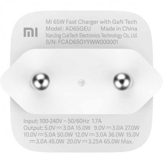 Caricabatterie rapido Xiaomi Mi 65W Caricatore GaN Tech 65W