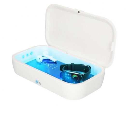Ksix Caja Esterilizadora Ultravioleta con Carga Inalámbrica 10W
