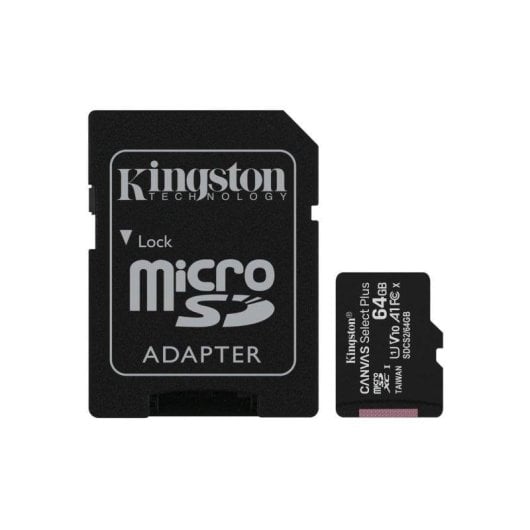Carte mémoire Kingston Canvas Select Plus 64GB microSDXC UHS-I A1 adaptateur SD