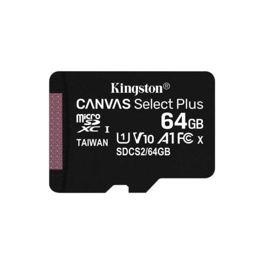Carte mémoire Kingston Canvas Select Plus 64GB microSDXC UHS-I A1 adaptateur SD