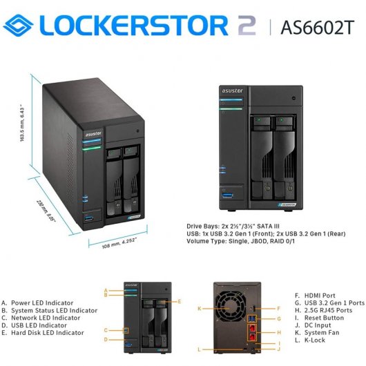 Asustor AS6602T Lockerstor 2 Servidor NAS