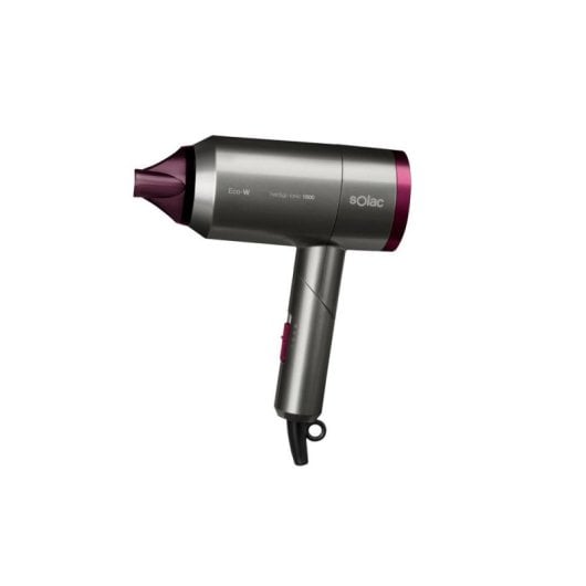 Secador de Cabelo Dobrável Iónico Solac Hair&Go Ionic 1800 2000W 2 Temperaturas 2 Velocidades com Difusor Cinzento/Púrpura