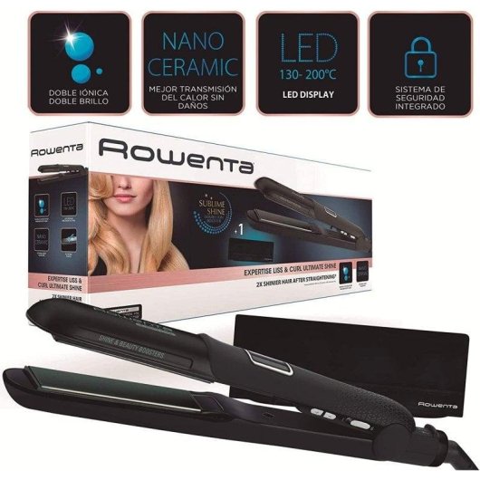 Rowenta Liss & Curl Ultimate Shine Plancha de Pelo con Doble Salida Iónica