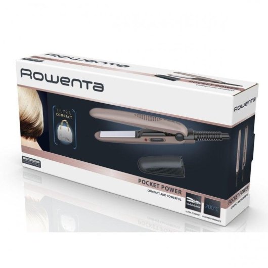 Lisseur Céramique de Voyage Rowenta Pocket Power 200ºC Plaques Fines Rose