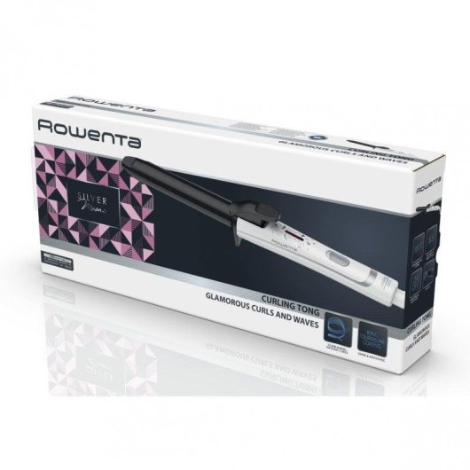 Boucleur à Cheveux Rowenta CF3225F0 Silver Mosaic Tourmaline Céramique 25mm 200°C Pointe Froide Câble 360° Argent