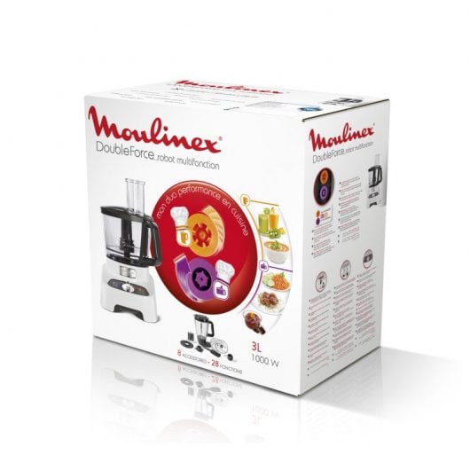 Moulinex Double Force FP8221 robot de cuisine 1000 W 3 L Gris, Blanc