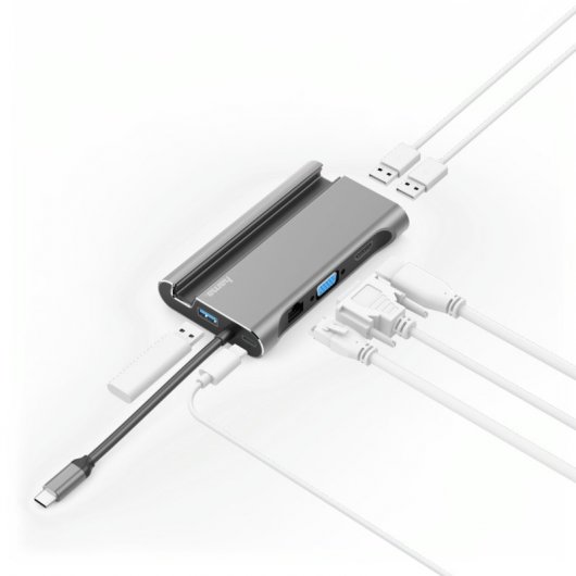 Hama Docking Station 7 em 1 USB-C para 3x USB-A 3.1/HDMI/VGA/LAN