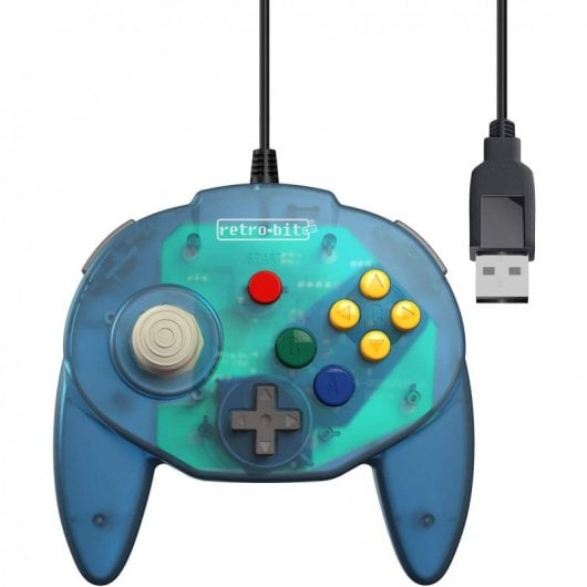 Manette de jeu Retro-Bit Tribute 64 USB pour Nintendo 64 Bleu