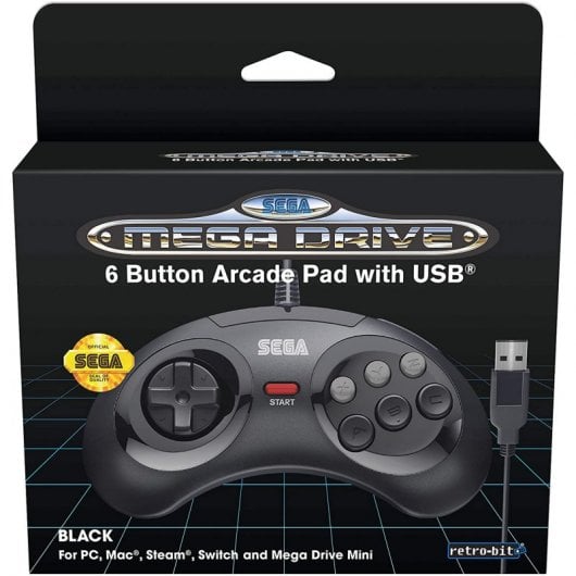 Retro-Bit Gamepad SEGA MD Mini 6-B USB Negro