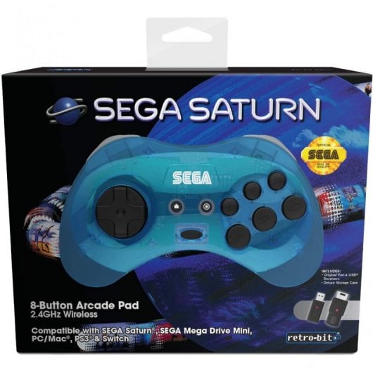 Retro-Bit Gamepad SEGA Saturn 2.4G M2 Azul