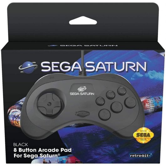 Retro-Bit SEGA Saturn Gamepad Negro
