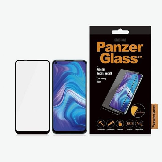 Pellicola salvaschermo in vetro Panzer per Xiaomi Redmi Note 9 nera