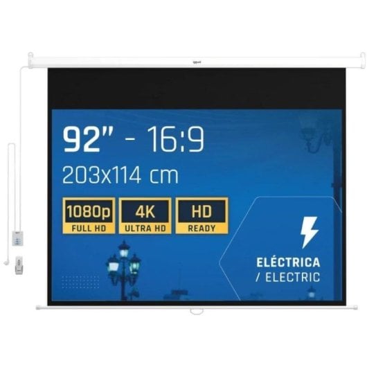 iggual Pantalla Eléctrica Panorámica 16:9 92" 203x114cm con Control Remoto