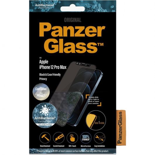 PanzerGlass P2715 Protector de Pantalla para iPhone 12 Pro Max Negro