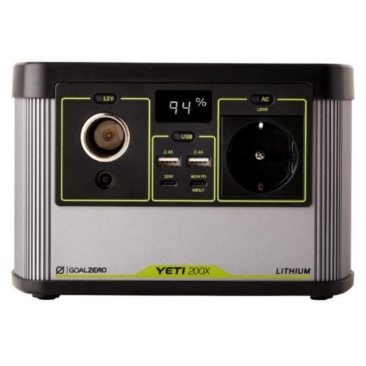 Estação de energia Goal Zero Yeti 200X 187Wh 2 portas USB-A 2 portas USB-C Bateria LiNMC Ecrã LCD Compatível com carregamento solar