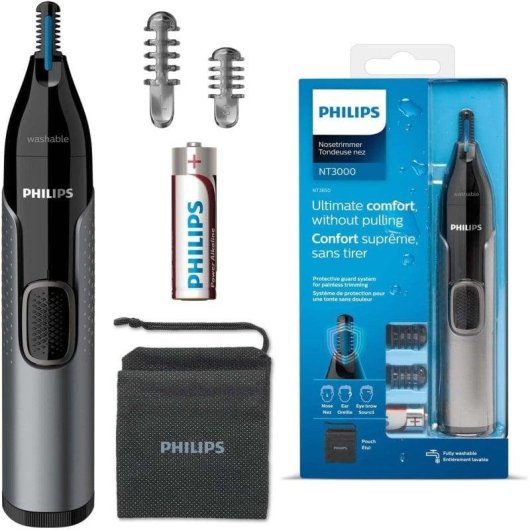 Tondeuse Nez et Oreilles Philips Nose Trimmer 3000 NT3650/16 Sans Fil Étanche 2 Sabots