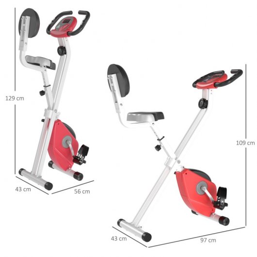 HomCom Bicicleta Estática Plegable Roja