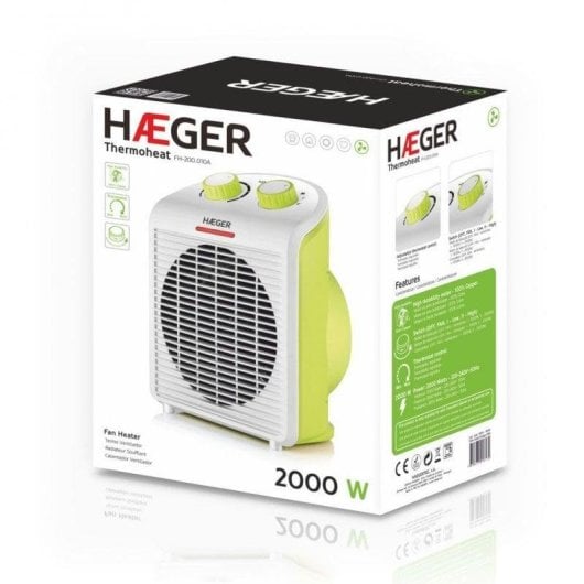 Aquecedor Termoventilador Haeger FH-200.010A 2000W Termóstato Regulável