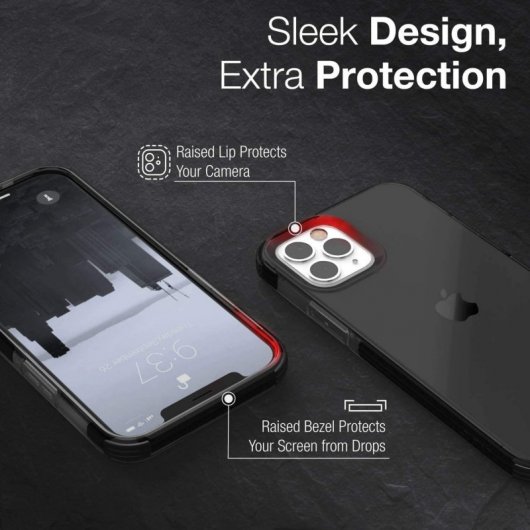 Raptic Funda Clear Negra para Apple iPhone 12 Pro Max