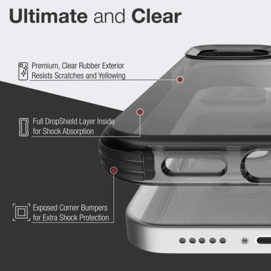 Raptic Funda Clear Negra para Apple iPhone 12/ 12 Pro