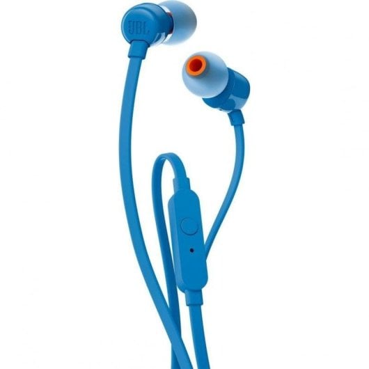 Auriculares JBL TUNE110 com fio Jack 3.5mm Intra-auriculares com Microfone Azul
