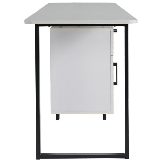 HomCom Escritorio de Oficina con Cajón y Armario 150x60x76cm Blanco