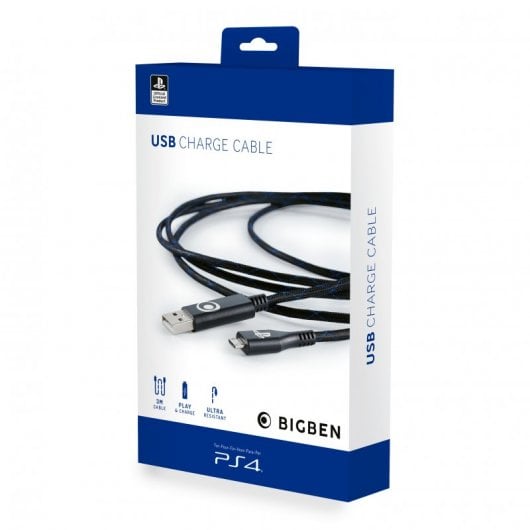 BigBen Cable de Carga MicroUSB Oficial PlayStation 3m