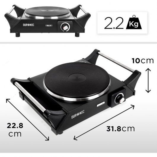 Duronic HP1BK Placa Eléctrica Portátil 1500W Negra
