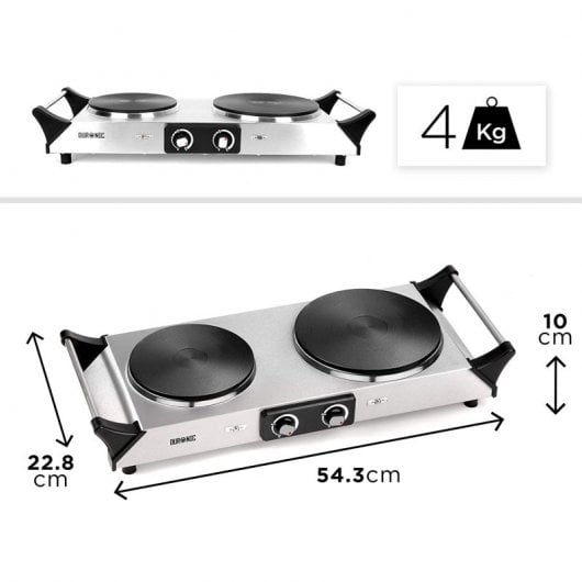 Duronic HP2SS Placa Eléctrica Portátil 2 Zonas 2500W Inox