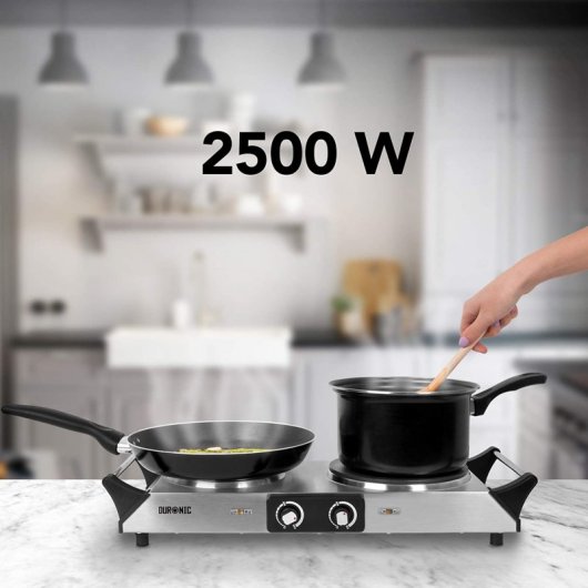 Duronic HP2SS Placa Eléctrica Portátil 2 Zonas 2500W Inox