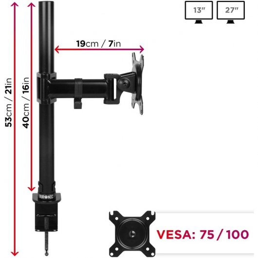 Duronic DM251X2 Soporte de Mesa Monitor 13"-27" VESA 100x100 Máx 8Kg
