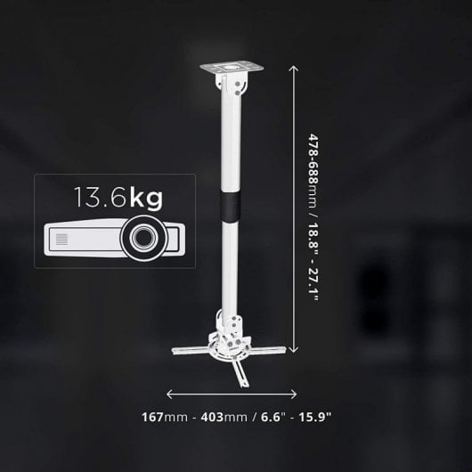 Duronic PB06XL Soporte para Proyector Extensible Techo/Pared Máx 13.6Kg