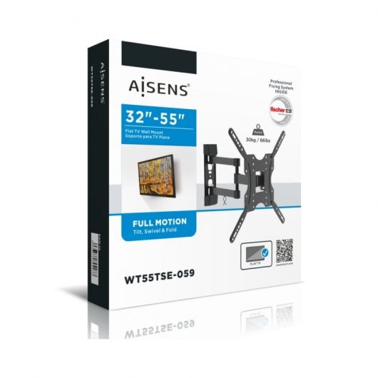 Aisens WT55TSE-059 Soporte para TV Inclinable 32"-55" VESA 400x400 Máx 30Kg Negro