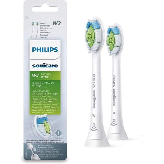 Recargas Escovas Dentes Philips Sonicare W2 Optimal White 2 Unidades Clareamento Dental