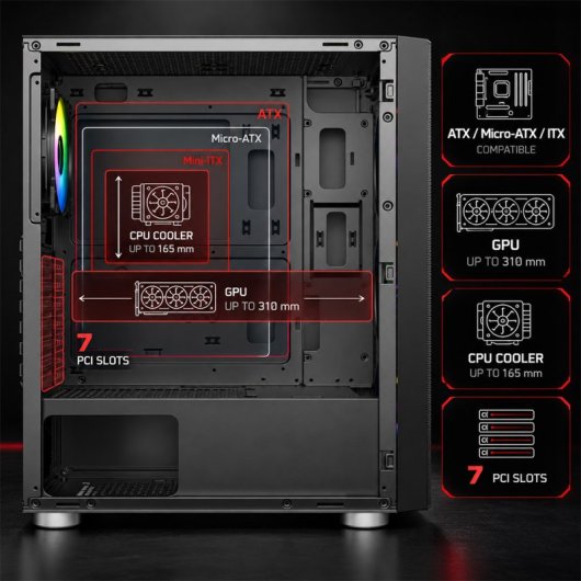ATX Behuizing Tempest Airflow Umbra RGB Zwart 4x ARGB Ventilatoren Glas