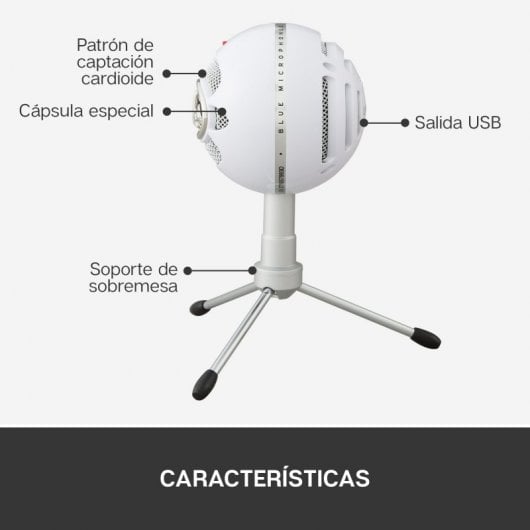 Blue Microphones Snowball ICE Micrófono para Grabación y Transmisión en PC Blanco