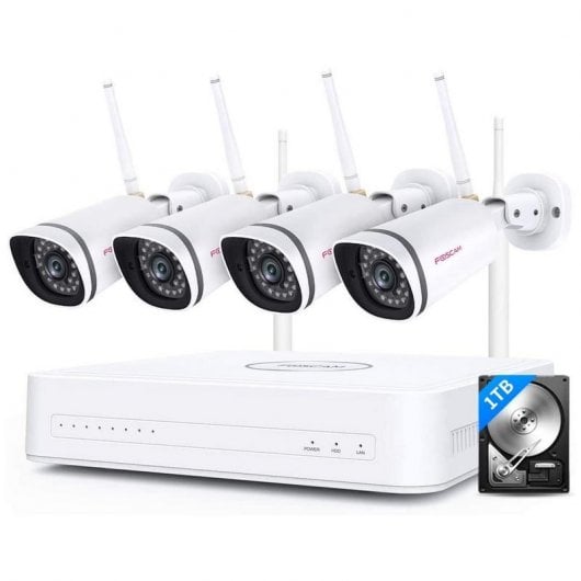 Foscam FN7104W-4B-1T Kit de Videovigilância Wi-Fi Full HD 4 Canais 1TB