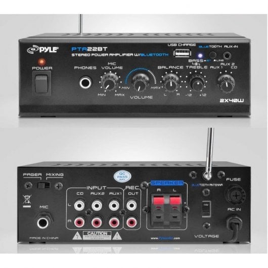 Pyle PTA22BT Mini Amplificador HiFi 80W