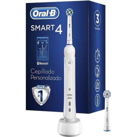 Escova de Dentes Oscilante Rotativo Oral-B Smart 4 4000N 3 Modos 2 Cabeças Temporizador Sensor de Pressão