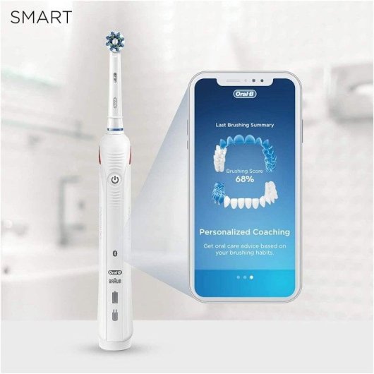 Escova de Dentes Oscilante Rotativo Oral-B Smart 4 4000N 3 Modos 2 Cabeças Temporizador Sensor de Pressão