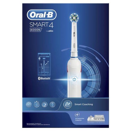 Escova de Dentes Oscilante Rotativo Oral-B Smart 4 4000N 3 Modos 2 Cabeças Temporizador Sensor de Pressão
