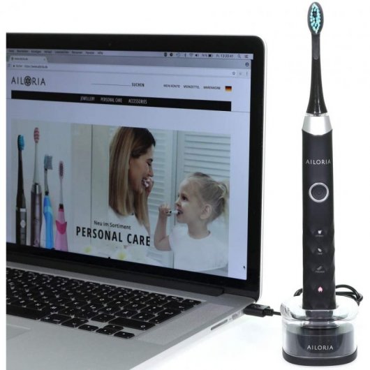 Ailoria SHINE BRIGHT Adulte Brosse à dents à ultrasons Noir, Argent