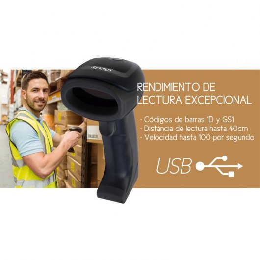 Seypos SCAN-CODE L1D Lector Códigos de Barras USB