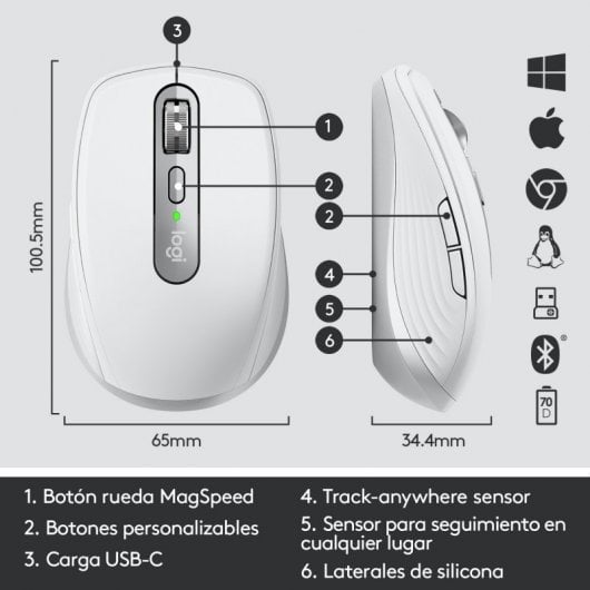 Logitech MX Anywhere 3 Ratón Compacto Inalámbrico 4000DPI Gris
