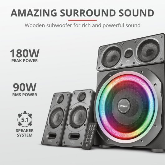 Trust Gaming GXT 698 Torro Altavoces RGB 5.1 180W