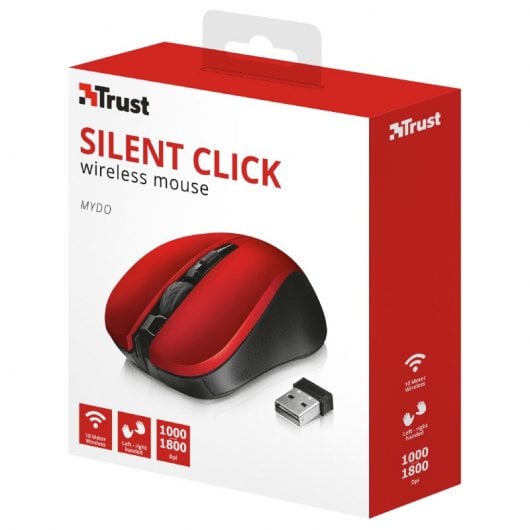 Trust Mydo Silent Click Ratón Inalámbrico Óptico 1800DPI Rojo