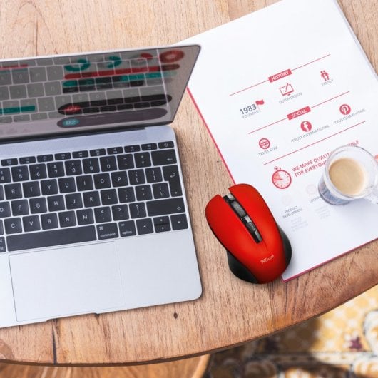 Trust Mydo Silent Click Ratón Inalámbrico Óptico 1800DPI Rojo