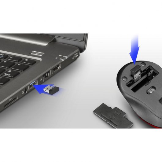 Trust Mydo Silent Click Ratón Inalámbrico Óptico 1800DPI Rojo
