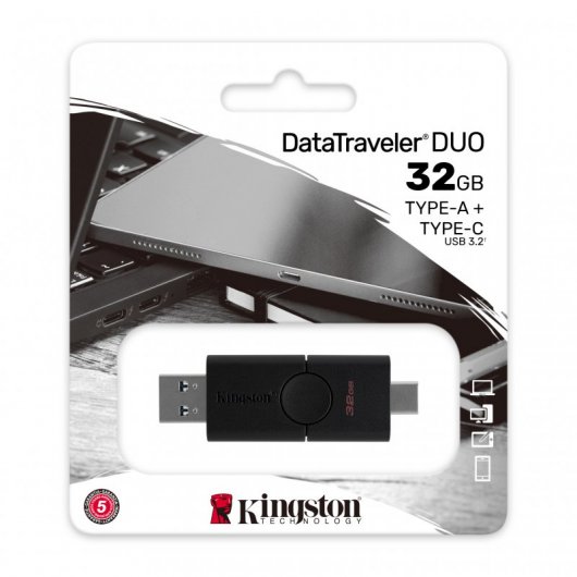 Kingston Technology DataTraveler Duo lecteur USB flash 32 Go USB Type-A / USB Type-C 3.2 Gen 1 (3.1 Gen 1) Noir